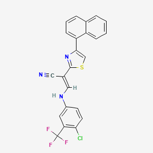 molecular formula C23H13ClF3N3S B2448775 (2E)-3-{[4-chloro-3-(trifluoromethyl)phenyl]amino}-2-[4-(naphthalen-1-yl)-1,3-thiazol-2-yl]prop-2-enenitrile CAS No. 477305-27-4