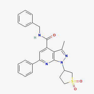 molecular formula C25H24N4O3S B2448776 N-benzyl-1-(1,1-dioxidotetrahydrothiophen-3-yl)-3-methyl-6-phenyl-1H-pyrazolo[3,4-b]pyridine-4-carboxamide CAS No. 1021054-95-4