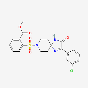 Methyl 2-((2-(3-chlorophenyl)-3-oxo-1,4,8-triazaspiro[4.5]dec-1-en-8-yl)sulfonyl)benzoate