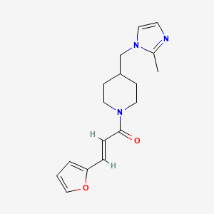 molecular formula C17H21N3O2 B2448781 (E)-3-(furan-2-yl)-1-(4-((2-methyl-1H-imidazol-1-yl)methyl)piperidin-1-yl)prop-2-en-1-one CAS No. 1396889-94-3