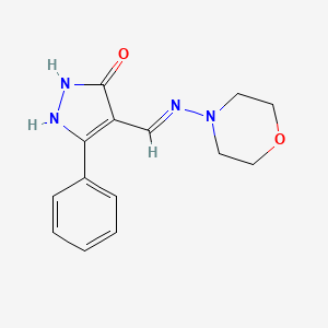 molecular formula C14H16N4O2 B2448786 4-[(吗啉氨基)亚甲基]-5-苯基-2,4-二氢-3H-吡唑-3-酮 CAS No. 240799-40-0