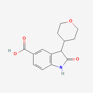 molecular formula C14H15NO4 B2448791 2-Oxo-3-(tetrahydro-2H-pyran-4-yl)indoline-5-carboxylic acid CAS No. 1160248-19-0
