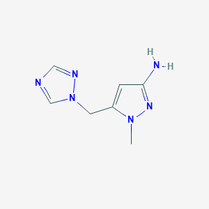 molecular formula C7H10N6 B2448794 1-methyl-5-(1H-1,2,4-triazol-1-ylmethyl)-1H-pyrazol-3-amine CAS No. 1856049-05-2