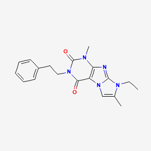 molecular formula C19H21N5O2 B2448799 8-ethyl-1,7-dimethyl-3-phenethyl-1H-imidazo[2,1-f]purine-2,4(3H,8H)-dione CAS No. 887462-51-3