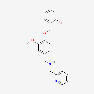 molecular formula C21H21FN2O2 B2448803 1-{4-[(2-fluorobenzyl)oxy]-3-methoxyphenyl}-N-(pyridin-2-ylmethyl)methanamine CAS No. 880811-10-9