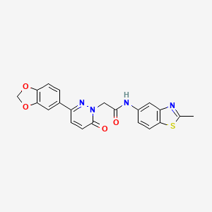 molecular formula C21H16N4O4S B2448805 2-(3-(苯并[d][1,3]二氧杂环-5-基)-6-氧代哒嗪-1(6H)-基)-N-(2-甲基苯并[d]噻唑-5-基)乙酰胺 CAS No. 1251697-07-0