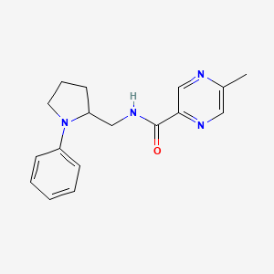 molecular formula C17H20N4O B2448810 5-Methyl-N-[(1-phenylpyrrolidin-2-yl)methyl]pyrazine-2-carboxamide CAS No. 1797859-80-3