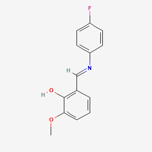 molecular formula C14H12FNO2 B2448817 2-{（E）-[(4-氟苯基）亚氨基]甲基}-6-甲氧基苯酚 CAS No. 1841-85-6