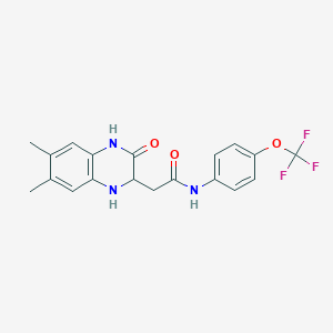 molecular formula C19H18F3N3O3 B2448822 2-(6,7-dimethyl-3-oxo-1,2,3,4-tetrahydroquinoxalin-2-yl)-N-(4-(trifluoromethoxy)phenyl)acetamide CAS No. 1008250-99-4