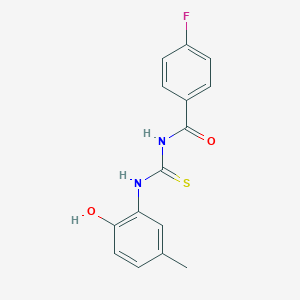 molecular formula C15H13FN2O2S B244883 4-fluoro-N-[(2-hydroxy-5-methylphenyl)carbamothioyl]benzamide 