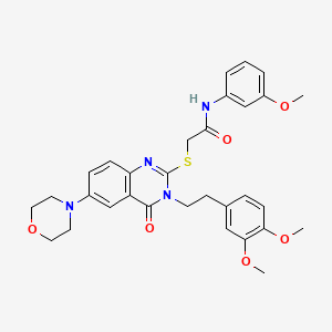 molecular formula C31H34N4O6S B2448830 2-((3-(3,4-二甲氧基苯乙基)-6-吗啉-4-氧代-3,4-二氢喹唑啉-2-基)硫代)-N-(3-甲氧基苯基)乙酰胺 CAS No. 689760-78-9