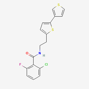 molecular formula C17H13ClFNOS2 B2448832 N-(2-([2,3'-bithiophen]-5-yl)ethyl)-2-chloro-6-fluorobenzamide CAS No. 2034496-33-6