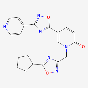 molecular formula C20H18N6O3 B2448840 1-((5-环戊基-1,2,4-恶二唑-3-基)甲基)-5-(3-(吡啶-4-基)-1,2,4-恶二唑-5-基)吡啶-2(1H)-酮 CAS No. 1396868-31-7