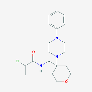 molecular formula C19H28ClN3O2 B2448846 2-Chloro-N-[[4-(4-phenylpiperazin-1-yl)oxan-4-yl]methyl]propanamide CAS No. 2411218-08-9