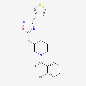 molecular formula C19H18BrN3O2S B2448849 (2-Bromophenyl)(3-((3-(thiophen-3-yl)-1,2,4-oxadiazol-5-yl)methyl)piperidin-1-yl)methanone CAS No. 1795304-31-2