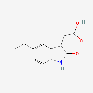 molecular formula C12H13NO3 B2448852 2-(5-Ethyl-2-oxoindolin-3-yl)acetic acid CAS No. 1368756-90-4