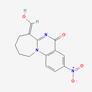 molecular formula C14H13N3O4 B2448858 (7E)-7-(Hydroxymethylidene)-3-nitro-8,9,10,11-tetrahydroazepino[1,2-a]quinazolin-5-one CAS No. 380197-08-0