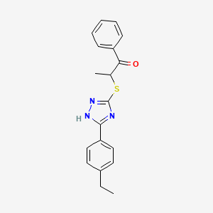 2-[[5-(4-ethylphenyl)-1H-1,2,4-triazol-3-yl]sulfanyl]-1-phenylpropan-1-one