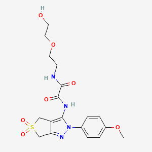 molecular formula C18H22N4O7S B2448882 N1-(2-(2-hydroxyethoxy)ethyl)-N2-(2-(4-methoxyphenyl)-5,5-dioxido-4,6-dihydro-2H-thieno[3,4-c]pyrazol-3-yl)oxalamide CAS No. 899989-30-1