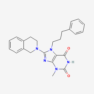 molecular formula C24H25N5O2 B2448890 8-(3,4-dihydro-1H-isoquinolin-2-yl)-3-methyl-7-(3-phenylpropyl)purine-2,6-dione CAS No. 674339-43-6