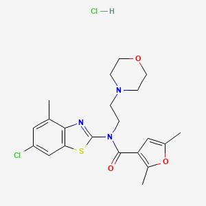 molecular formula C21H25Cl2N3O3S B2448892 盐酸N-(6-氯-4-甲基苯并[d]噻唑-2-基)-2,5-二甲基-N-(2-吗啉乙基)呋喃-3-甲酰胺 CAS No. 1351616-28-8