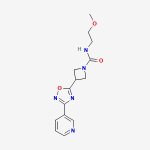 molecular formula C14H17N5O3 B2448895 N-(2-methoxyethyl)-3-(3-(pyridin-3-yl)-1,2,4-oxadiazol-5-yl)azetidine-1-carboxamide CAS No. 1323776-27-7