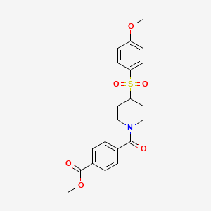 molecular formula C21H23NO6S B2448896 Methyl 4-(4-((4-methoxyphenyl)sulfonyl)piperidine-1-carbonyl)benzoate CAS No. 1705273-81-9