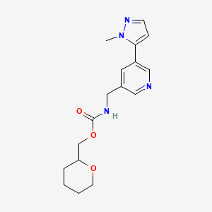 molecular formula C17H22N4O3 B2448901 (tetrahydro-2H-pyran-2-yl)methyl ((5-(1-methyl-1H-pyrazol-5-yl)pyridin-3-yl)methyl)carbamate CAS No. 2034226-17-8