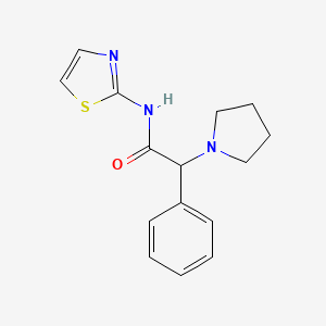molecular formula C15H17N3OS B2448902 2-phenyl-2-(1-pyrrolidinyl)-N-(1,3-thiazol-2-yl)acetamide CAS No. 866144-85-6
