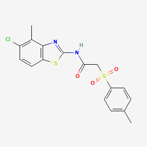 molecular formula C17H15ClN2O3S2 B2448916 N-(5-chloro-4-methylbenzo[d]thiazol-2-yl)-2-tosylacetamide CAS No. 895455-17-1