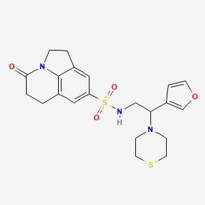 molecular formula C21H25N3O4S2 B2448926 N-(2-(furan-3-yl)-2-thiomorpholinoethyl)-4-oxo-2,4,5,6-tetrahydro-1H-pyrrolo[3,2,1-ij]quinoline-8-sulfonamide CAS No. 2034573-89-0