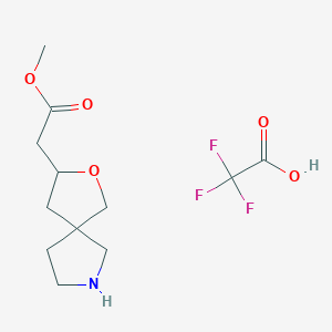 molecular formula C12H18F3NO5 B2448930 Methyl 2-(2-oxa-7-azaspiro[4.4]nonan-3-yl)acetate;2,2,2-trifluoroacetic acid CAS No. 2580248-39-9
