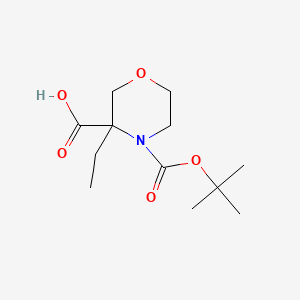 molecular formula C12H21NO5 B2448935 N-Boc-3-ethylmorpholine-3-carboxylic Acid CAS No. 1205749-44-5; 885270-30-4