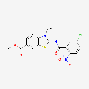 molecular formula C18H14ClN3O5S B2448938 Methyl 2-(5-chloro-2-nitrobenzoyl)imino-3-ethyl-1,3-benzothiazole-6-carboxylate CAS No. 865545-30-8