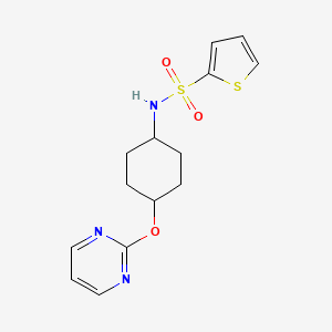 molecular formula C14H17N3O3S2 B2448944 N-((1r,4r)-4-(嘧啶-2-氧基)环己基)噻吩-2-磺酰胺 CAS No. 2034501-48-7