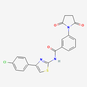 molecular formula C20H14ClN3O3S B2448962 N-(4-(4-chlorophenyl)thiazol-2-yl)-3-(2,5-dioxopyrrolidin-1-yl)benzamide CAS No. 476321-64-9