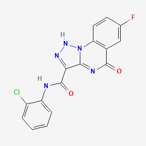 molecular formula C16H9ClFN5O2 B2448977 N-(2-chlorophenyl)-7-fluoro-5-hydroxy[1,2,3]triazolo[1,5-a]quinazoline-3-carboxamide CAS No. 1040716-65-1