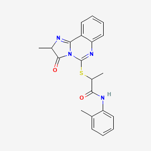 molecular formula C21H20N4O2S B2448998 2-((2-methyl-3-oxo-2,3-dihydroimidazo[1,2-c]quinazolin-5-yl)thio)-N-(o-tolyl)propanamide CAS No. 1190001-11-6