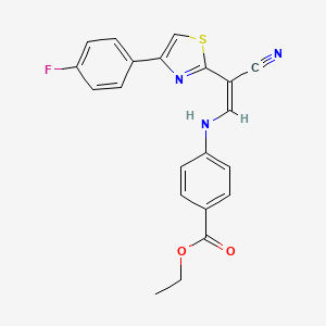 molecular formula C21H16FN3O2S B2449014 (Z)-ethyl 4-((2-cyano-2-(4-(4-fluorophenyl)thiazol-2-yl)vinyl)amino)benzoate CAS No. 477186-50-8