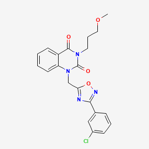 molecular formula C21H19ClN4O4 B2449015 1-((3-(3-chlorophenyl)-1,2,4-oxadiazol-5-yl)methyl)-3-(3-methoxypropyl)quinazoline-2,4(1H,3H)-dione CAS No. 1105239-77-7