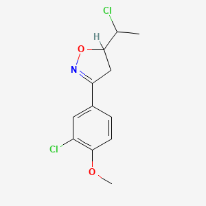 molecular formula C12H13Cl2NO2 B2449024 5-(1-Chloroethyl)-3-(3-chloro-4-methoxyphenyl)-4,5-dihydro-1,2-oxazole CAS No. 1556186-49-2