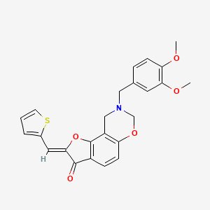 molecular formula C24H21NO5S B2449031 (Z)-8-(3,4-dimethoxybenzyl)-2-(thiophen-2-ylmethylene)-8,9-dihydro-2H-benzofuro[7,6-e][1,3]oxazin-3(7H)-one CAS No. 951953-41-6