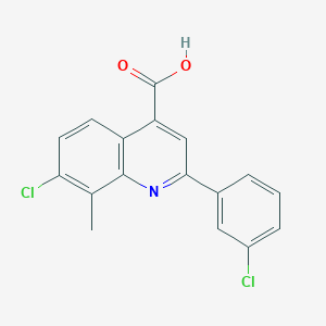 molecular formula C17H11Cl2NO2 B2449036 7-Chloro-2-(3-chlorophenyl)-8-methylquinoline-4-carboxylic acid CAS No. 725244-74-6