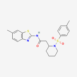 molecular formula C22H25N3O3S2 B2449037 N-(6-methylbenzo[d]thiazol-2-yl)-2-(1-tosylpiperidin-2-yl)acetamide CAS No. 1021090-14-1