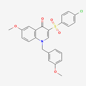 molecular formula C24H20ClNO5S B2449040 3-(4-Chlorophenyl)sulfonyl-6-methoxy-1-[(3-methoxyphenyl)methyl]quinolin-4-one CAS No. 866810-32-4