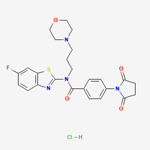 molecular formula C25H26ClFN4O4S B2449041 4-(2,5-dioxopyrrolidin-1-yl)-N-(6-fluorobenzo[d]thiazol-2-yl)-N-(3-morpholinopropyl)benzamide hydrochloride CAS No. 1330393-26-4