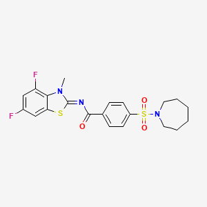 molecular formula C21H21F2N3O3S2 B2449042 (E)-4-(azepan-1-ylsulfonyl)-N-(4,6-difluoro-3-methylbenzo[d]thiazol-2(3H)-ylidene)benzamide CAS No. 851079-83-9