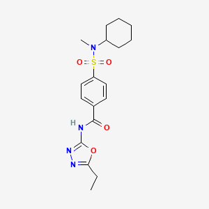 molecular formula C18H24N4O4S B2449058 4-[cyclohexyl(methyl)sulfamoyl]-N-(5-ethyl-1,3,4-oxadiazol-2-yl)benzamide CAS No. 850935-60-3