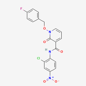 molecular formula C19H13ClFN3O5 B2449060 N-(2-chloro-4-nitrophenyl)-1-((4-fluorobenzyl)oxy)-2-oxo-1,2-dihydropyridine-3-carboxamide CAS No. 868678-45-9