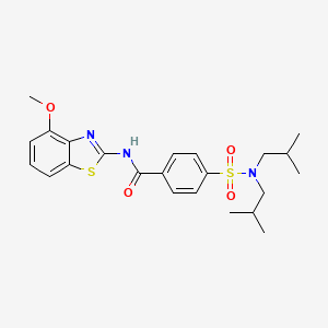 molecular formula C23H29N3O4S2 B2449066 4-[bis(2-methylpropyl)sulfamoyl]-N-(4-methoxy-1,3-benzothiazol-2-yl)benzamide CAS No. 497073-53-7